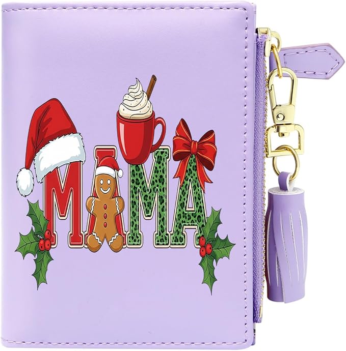 GEEAD Custom Design Small Wallets for Women Bifold Slim Coin Purse Zipper ID Card Holder for Christmas