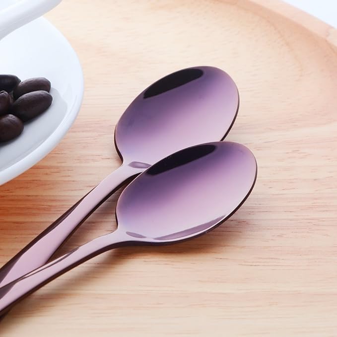 Buyer Star 12 Pieces Purple Teaspoons 5.5-Inch Mini Coffee Spoons Stainless Steel Sugar Demitasse Espresso Spoons