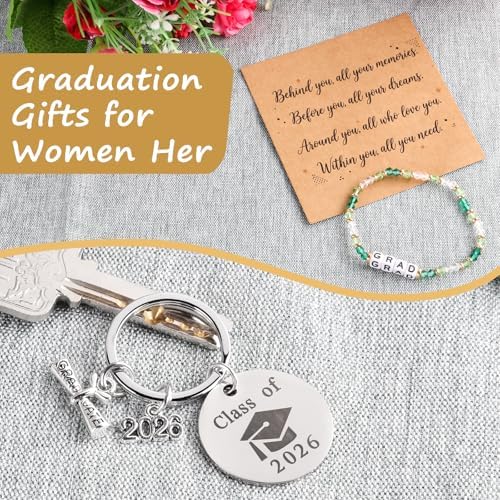 Lukeline 5 Pcs Graduation Gifts for Women,Practical Graduation Gift Include Tote Bag, Makeup Bag, Mug, Keychain, and Bracelet for College,High School Grads, Graduation Gifts Set for Her with Box - Image 3