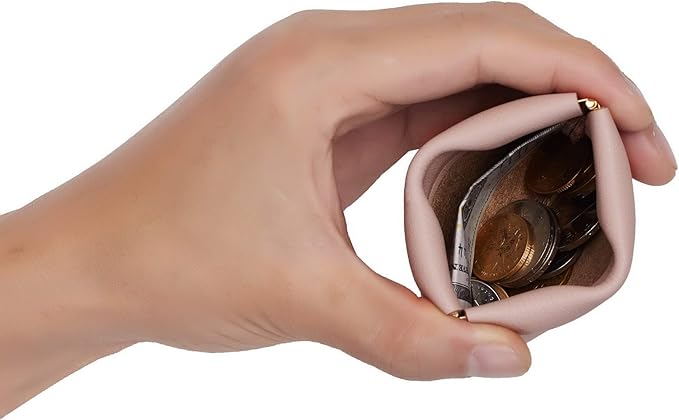 Travelambo Leather Squeeze Coin Purse Pouch Change Holder For Men & Women