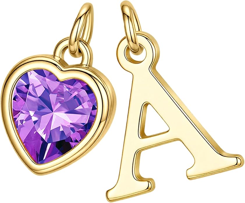 Turandoss Valentines Day Gifts for Her Trendy, Dainty 14K Gold Plated Initial A-Z Heart Birthstone Pendant Necklace Personalized Bridesmaid Birthday Valentines Jewelry Gifts for Women Girls