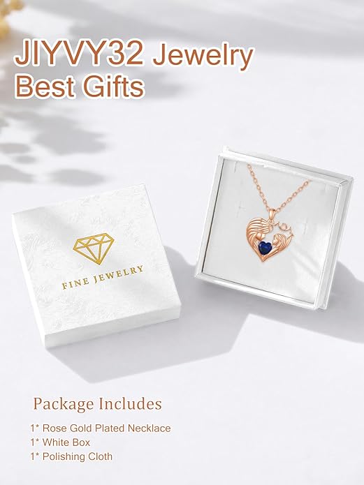 Mother and Daughter/Son Love Heart Necklace White Gold/14K Gold/Rose Gold Birthstone Jewelry Christmas Mothers Day Birthday Gifts For Mom Wife Grandma Women