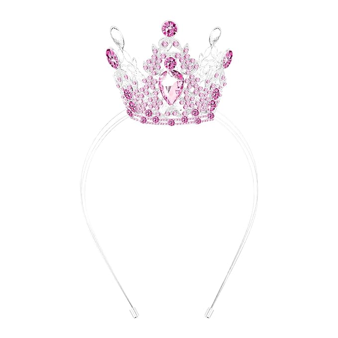 VELSCRUN Pink Crystal Tiara Headband, Crowns for Women, Princess Girls Tiaras, Royal Queen Crown Princess Quinceanera Headpieces for Birthday Prom Bride Wedding Pageant Party Hair Band