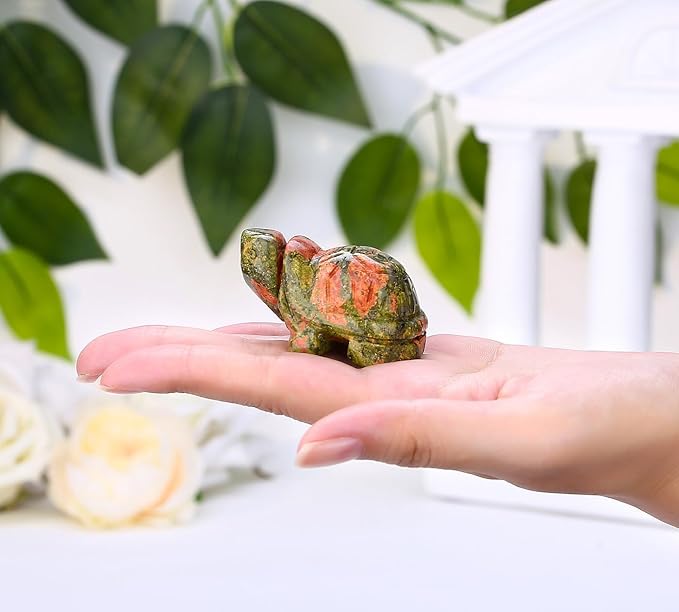 DUQGUHO 2" Travel Turtle Gift Decor Crystals Figurines Unakite Crystal Best Turtles Travels Gifts for Women Traveling Travelers Cute Decorations