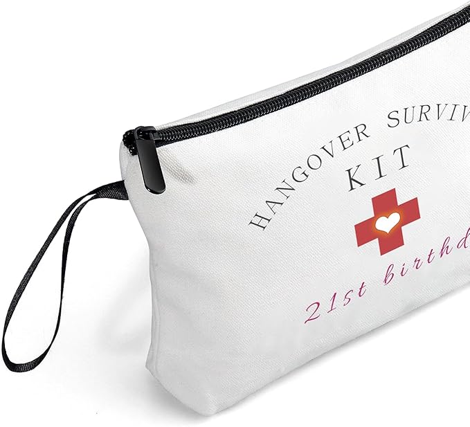 21st Happy Birthday Unique Funny Gifts for Her 21 Year Old Women Sisters Friend Bestie Daughter Cosmetic Bag with Mirror Christmas
