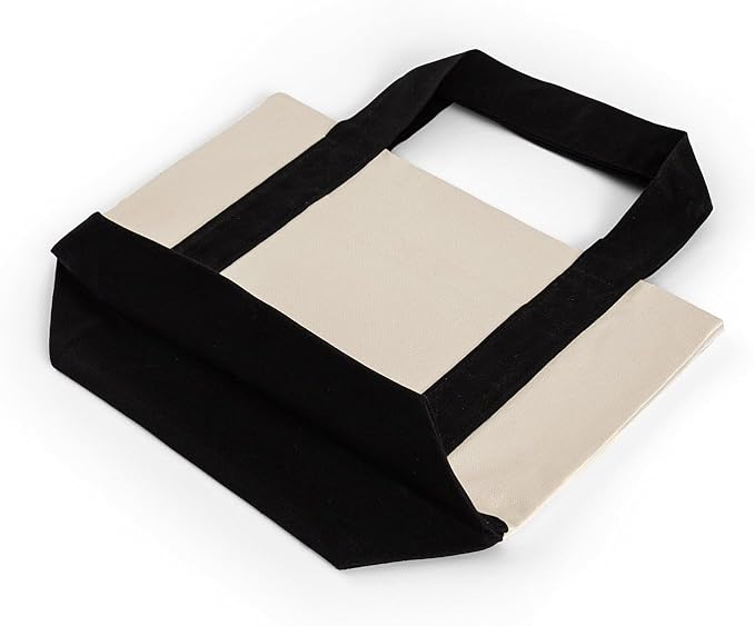 TBF 12 Pack Mini Iconic Canvas Shopping Bags with Gusset – Reusable Eco-Friendly Tote Bags with Handles