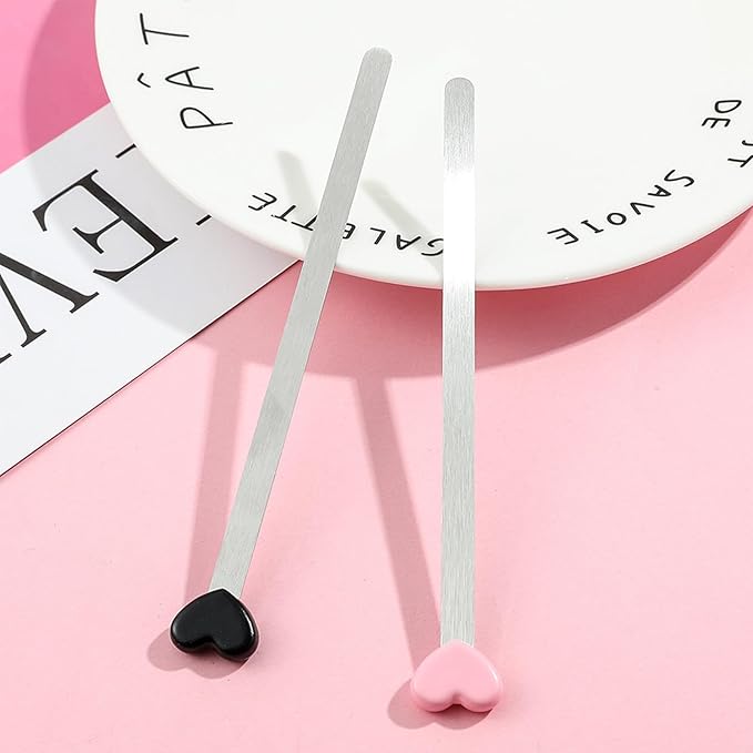 Love Heart Metal Bookmarks Set - Heart Stainless Steel Bookmarks, Reading Page Markers Gifts for Women, Book Lover, Girls, Boys,Couples Gifts (Black+Pink)