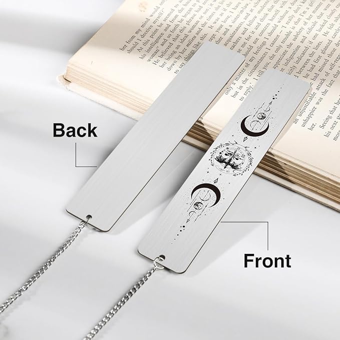 Acotar Metal Bookmark Gifts, Fantasy Dragon Book Marks with Round Laser Charm, Inspirational Creative Gift for Women Men Book Lovers Reading Accessories
