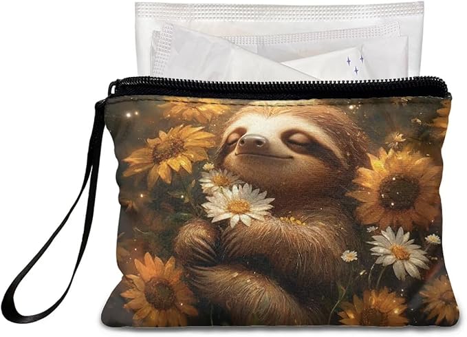 Dolyues Sloth Sunflowers Coin Purse for Women Money Pouch Womens Coin Purses & Pouches Animal Print Change Holder Lightweight and Portable