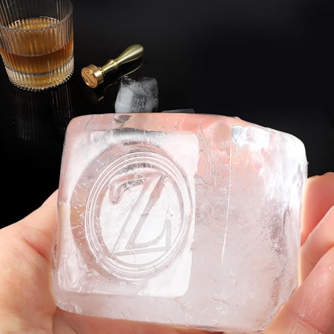 Ice Cube Stamp for Cocktails Ice Stamp Brass Head with Handle, Ice Branding Stamp for Ice Cubes Cocktail Whiskey Drinks Party Wedding Making DIY Crafting (Letter Z)