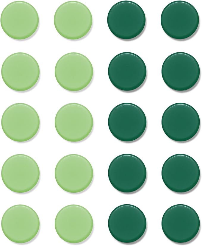 Qualsen Fridge Magnets, 20pcs Small Refrigerator Magnets for Whiteboard, Kids, Mini Cute Magnets for Locker, White Board, Kitchen, Office, Classroom (Green Tones)