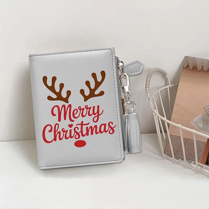 GEEAD Custom Design Small Wallets for Women Bifold Slim Coin Purse Zipper ID Card Holder for Christmas