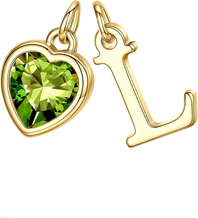 Turandoss Valentines Day Gifts for Her Trendy, Dainty 14K Gold Plated Initial A-Z Heart Birthstone Pendant Necklace Personalized Bridesmaid Birthday Valentines Jewelry Gifts for Women Girls