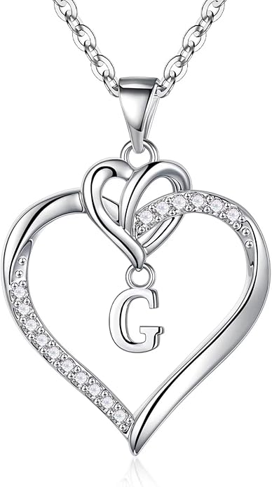 STORUP Valentines Gifts for Women Teen Girls - Heart Initial Necklaces for Women Girls, 14K-Gold-Plated CZ Initial A-Z Heart Necklaces for Teen Girl Jewelry Valentines Gifts for Her Mom Wife Sister