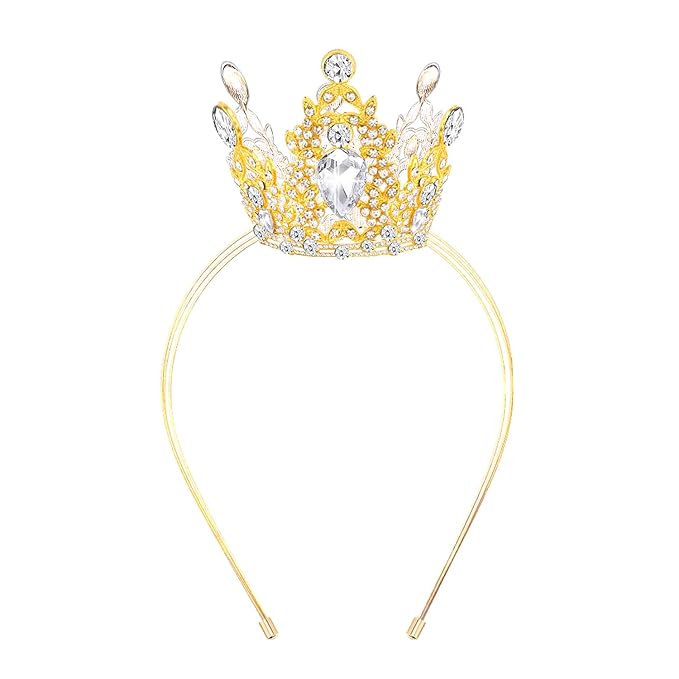 VELSCRUN Gold Crystal Tiara Headband, Crowns for Women, Princess Girls Tiaras, Royal Queen Crown Princess Quinceanera Headpieces for Birthday Prom Bride Wedding Pageant Party Hair Band