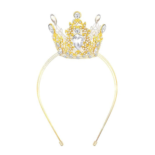 VELSCRUN Gold Crystal Tiara Headband, Crowns for Women, Princess Girls Tiaras, Royal Queen Crown Princess Quinceanera Headpieces for Birthday Prom Bride Wedding Pageant Party Hair Band
