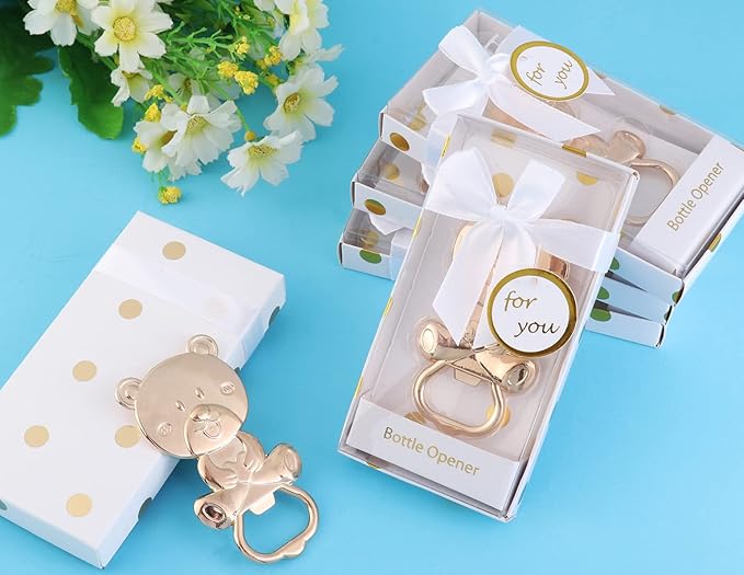 24 pcs Baby Shower Favors for Guest Bottle Opener Baby Shower Keepsake Baby Shower Return Gift for Guest Baby Shower Souvenir for Boy or Girl Baby Shower Decorations (White-3), 3.1 * 1.4 inch