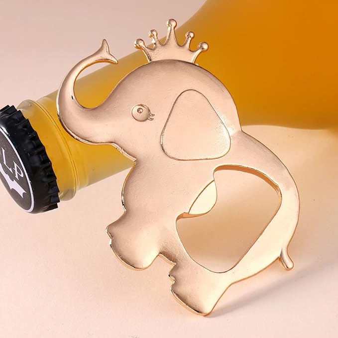 16PCS Baby Shower Party Favor for Guests Crown Elephant Bottle Opener Baby Shower Return Gifts Baby Baptism Birthday Party Decor Gender Reveal Party Supplies (Pink Crown Elephant, 16)