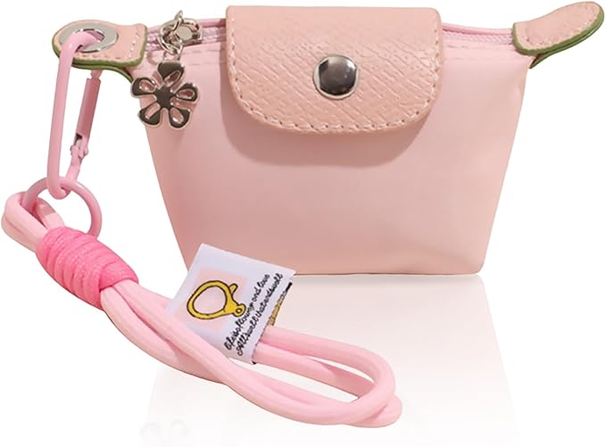 Mini Nylon Dumpling Bag for Women, Tiny Dumpling Coin Purse Keychain with Detachable Strap, Small Travel Wallet for Cards Keys Coins & Everyday Essentials (pink)