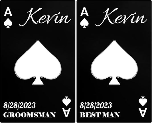 2PCSPersonalized Bottle Openers Credit Card Size, Groomsmen Best Man Gifts for Wedding Bachelor Party, Stainless Steel Beer Bottle Opener