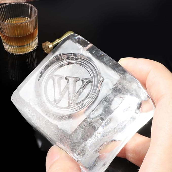 Ice Cube Stamp for Cocktails Ice Stamp Brass Head with Handle, Ice Branding Stamp for Ice Cubes Cocktail Whiskey Drinks Party Wedding Making DIY Crafting (Letter W)