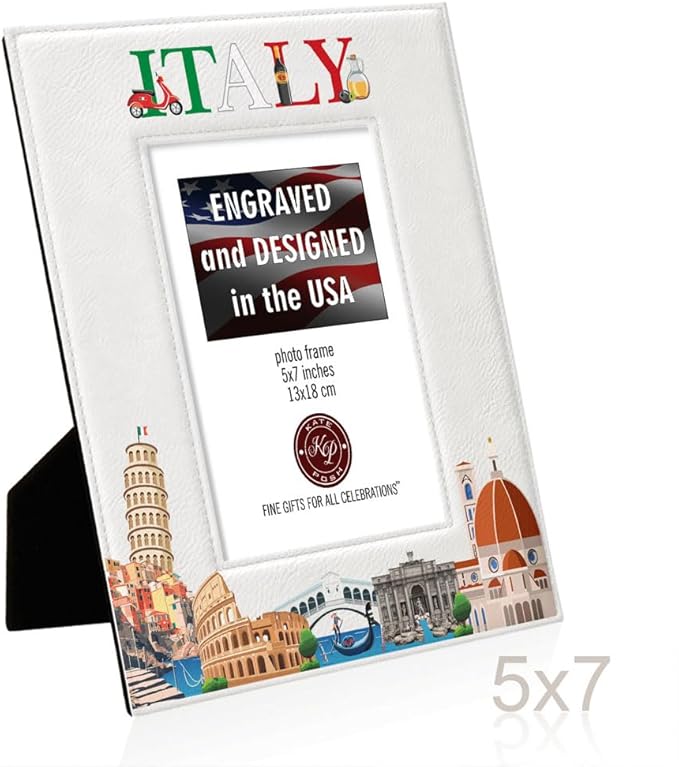 KATE POSH Italy Picture Frame, Family Vacation in Italy, Wedding Gift, Honeymoon Gift (5x7-Vertical)