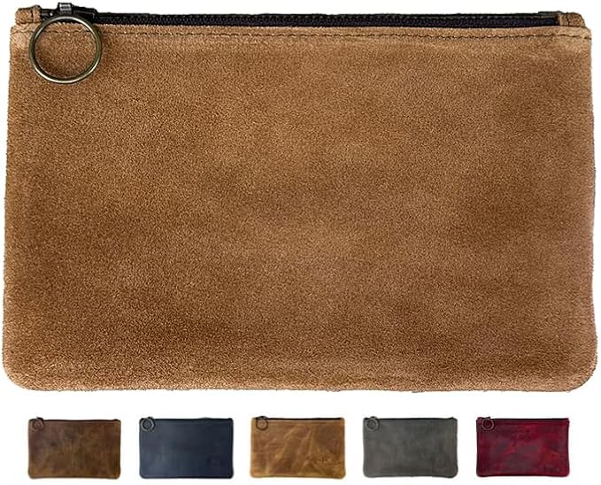 Anthology Gear Leather Pouch with Zipper (Sienna Suede, Small)