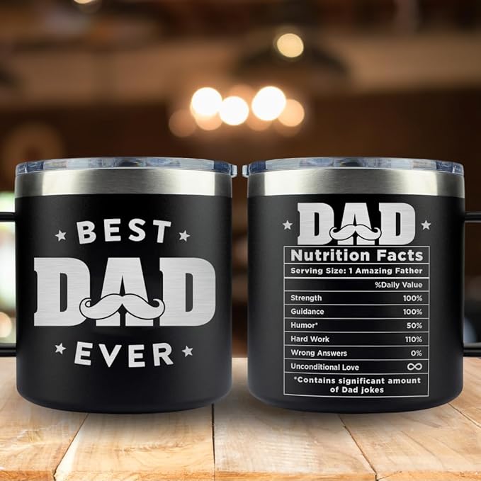 Chrismast Gifts For Dad - Best Dad Ever Tumbler With Handle 14 Oz, Best Daddy Ever Gifts from Daughter Son, Funny Daddy Coffee Tumbler For Men, Papa Cups, Father Travel Mug