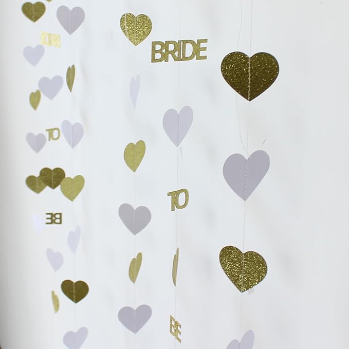Gold Bride to Be Decorations Gold/White Heart Bride to Be Garland with Balloons for Bridal Shower Engaement Bachelorette Party