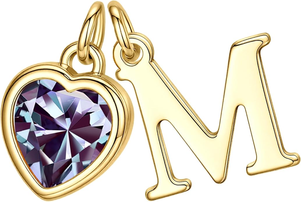 Turandoss Valentines Day Gifts for Her Trendy, Dainty 14K Gold Plated Initial A-Z Heart Birthstone Pendant Necklace Personalized Bridesmaid Birthday Valentines Jewelry Gifts for Women Girls