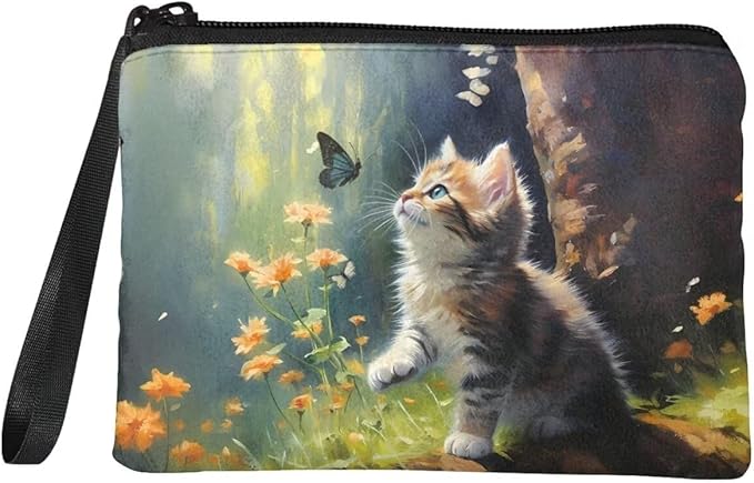 Dolyues Cute Cat Coin Purse Small Handbags Tote Change Pouch Clutch Bags for Women Grils Pencil Bag Organizer Wallets Travel Wallet Kids Gift