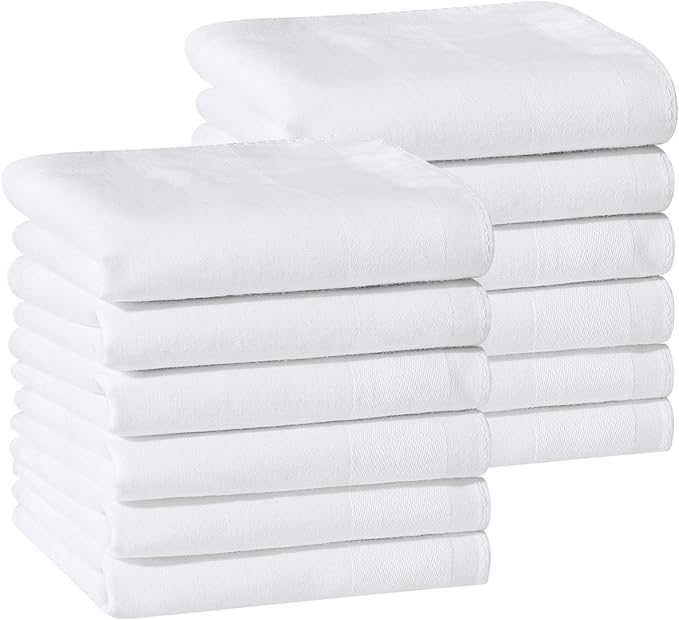 HOULIFE 100% Cotton Unisex Handkerchiefs, Solid Stripe Handkerchiefs for Men & Women Soft Cotton Hankies 15.7x15.7 ”