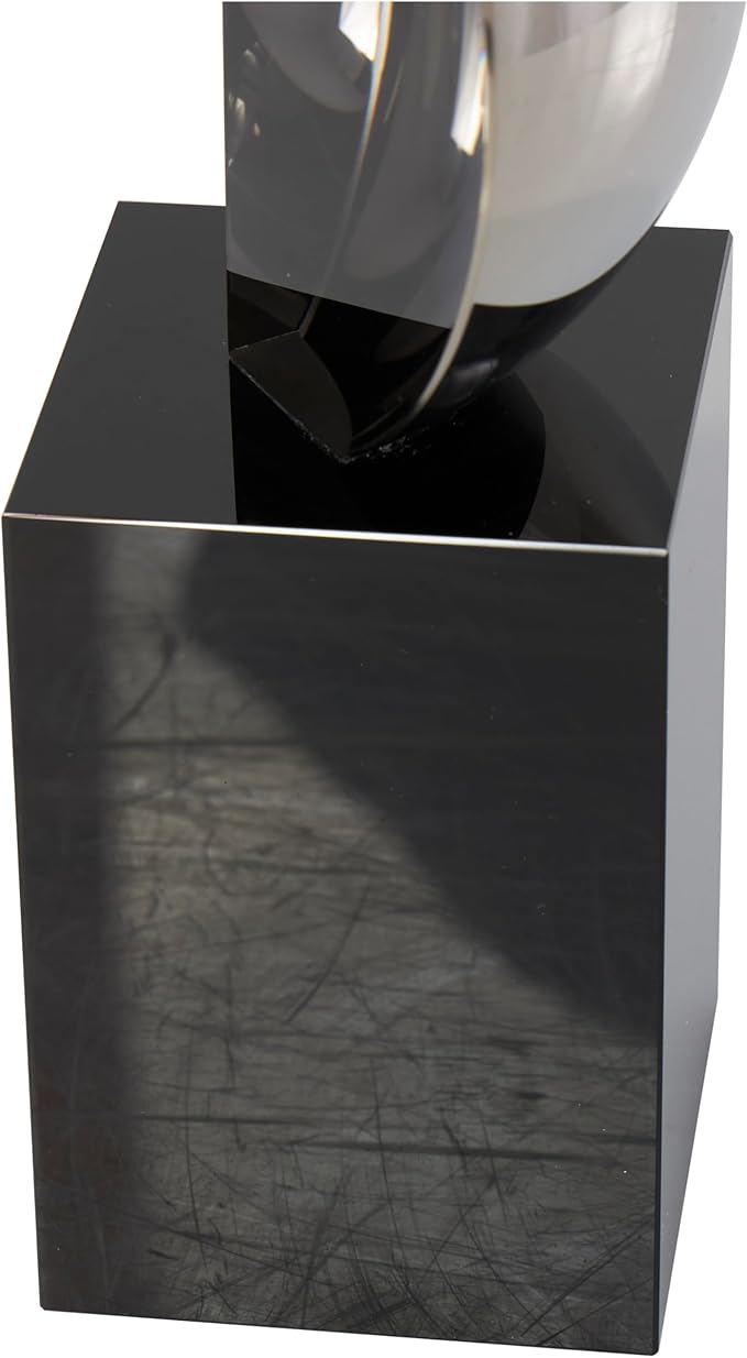 Deco 79 Crystal Geometric Decorative Sculpture Abstract Two-Tone Home Decor Statue with Stacked Semi Circles, Accent Figurine 5" x 4" x 18", Black