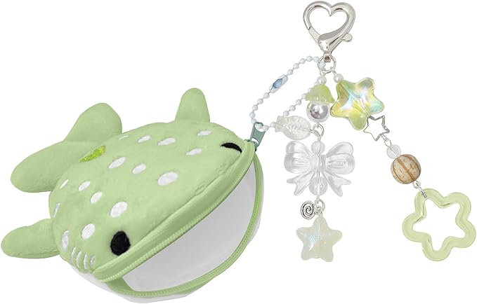 Cute Keychain Whale Shark Coin Purse Keychain Cute Plush Zipper Change Pouch, Kawaii Handmade Wallet for Women