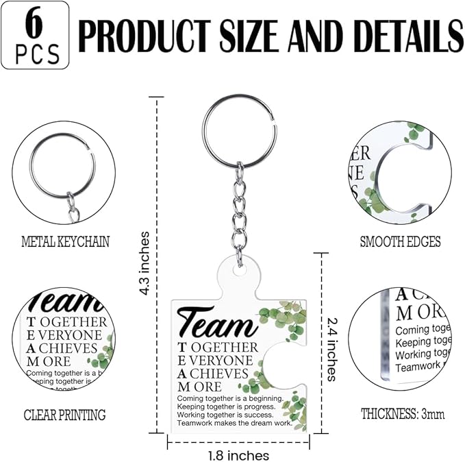 Team Appreciation Gifts for Employee Coworker Staff Bulk, Teamwork Thank You Gift Set Puzzle Piece Acrylic Keychains