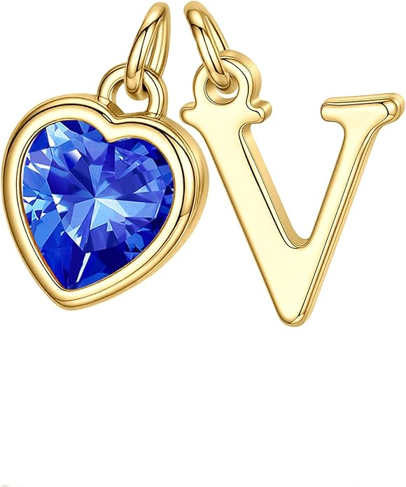 Turandoss Valentines Day Gifts for Her Trendy, Dainty 14K Gold Plated Initial A-Z Heart Birthstone Pendant Necklace Personalized Bridesmaid Birthday Valentines Jewelry Gifts for Women Girls