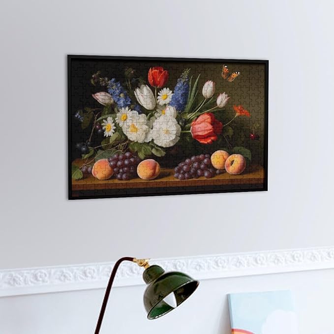 Wooden Puzzle - Vase Flower Grapes Peaches Wooden Puzzles for Adults 300 Pieces Challenge Puzzles，Educational Games，Family Puzzles，Unique Gifts for Wall Art ，Funny Puzzles