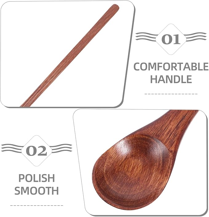Unomor 3pcs Long Handle Wooden Coffee Spoon Set Handmade Honey Stirring Spoon for Coffee Tea and Desserts for Mixing Cream Sugar and Jams