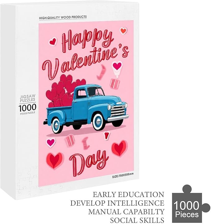 Wooden Puzzle - Happy Valentine's Day Jigsaw Puzzles，Wooden Puzzles for Adults 1000 Pieces Challenge Puzzles，Educational Games，Family Puzzles，Unique Gifts for Wall Art