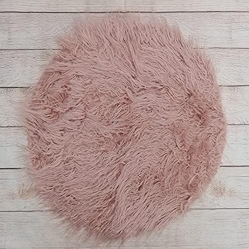 Newborn Photo Props Faux Fur Round 23.6 inch Soft Baby Boy Girl Photo Blanket Studio Photo Mat (3pcs Pale Pink) - Image 3