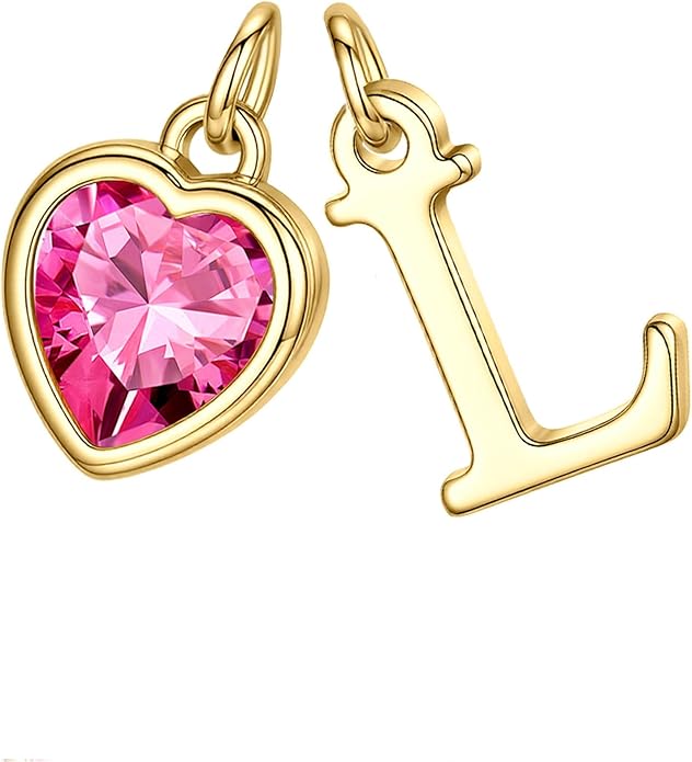 Turandoss Valentines Day Gifts for Her Trendy, Dainty 14K Gold Plated Initial A-Z Heart Birthstone Pendant Necklace Personalized Bridesmaid Birthday Valentines Jewelry Gifts for Women Girls