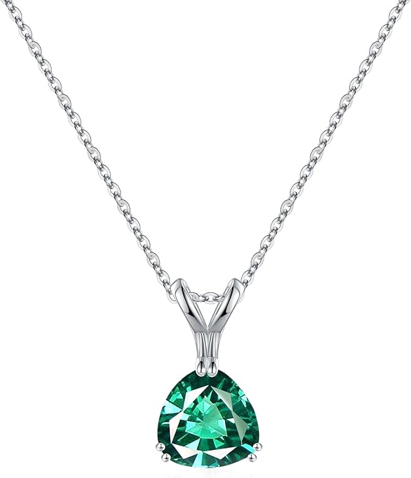 Turandoss S925 Sterling Silver Birthstone Necklaces for Women, Dainty 925 Sterling Silver 12 Months Triangle Birthstone Pendant Necklace Silver Jewelry Birthday Gifts for Teen Girls