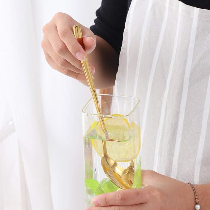 Buyer Star Long Handle Iced Tea Spoons Set of 6, 8 inch 18/10 Heavy Duty Coffee Spoon Sets for Mixing, Cocktail Stirring, Tea, Coffee, Milkshake, Cold Drink
