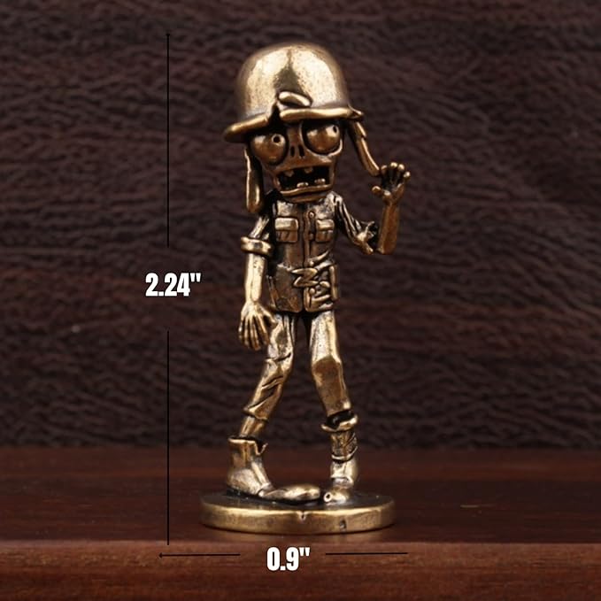 Brass Animals Figurine Decorative,Solid Copper Decorations,Metal Statue,Zombie Figurines,Small Halloween Decorations, Spooky Brass Zombie Statues for Holiday & Desktop Display