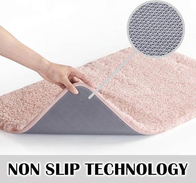 Suchtale Non Slip Bath Mat, 16 x 24, Dusty Pink - Soft Microfiber Shaggy Mat, Machine Washable, Thick Plush for Shower