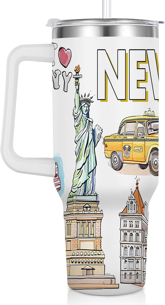 City Tumbler 40oz,Stainless Steel Water Bottle for Hot & Cold Beverages-City Gift Idea (New york)