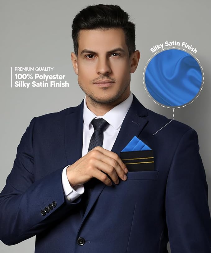 Premium Pre-Folded Four-Point Suit Pocket Square for Men with Sewn Pocket Fold
