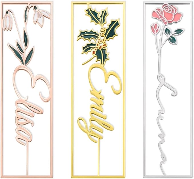 Handcrafted Personalized Bookmark Book Markers with Colorful Birthday Flower Custom 21st Birthday Gifts for Women Bookmark for Reading Lovers