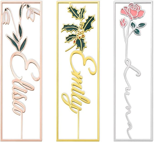 Handcrafted Personalized Bookmark Book Markers with Colorful Birthday Flower Custom 21st Birthday Gifts for Women Bookmark for Reading Lovers