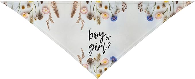 He Or She What Will It Be? Gender Reveal/Baby Announcement Dog Bandana,Pet Neckerchief for Pets Daily Wear Photo Prop Party Supplies (Blue Flower)